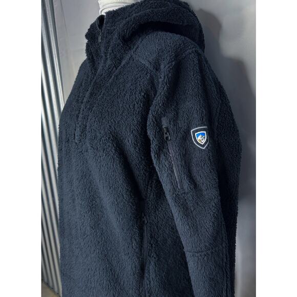 Womens Kuhl Size M Black Fleece 1/4 Zip Hooded Pullover Jacket Mountains Outdoor - Picture 3 of 10